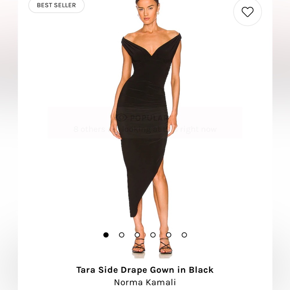Norma Kamali Tara side drape dress black large NWT